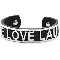 Key Moments 8KM-B00480 Bangle met tekst Live love laugh, one-size zwart