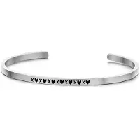 Key Moments Moments 8KM-B00389 Stalen open bangle met tekst X?X?X?X?X?X?X? heart zirkonia one-size goudkleurig