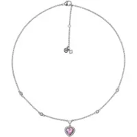 Diamonfire Zilveren Collier met Hanger Diamonfire Entourage Hart Roze steen 45 cm 803.0357.45