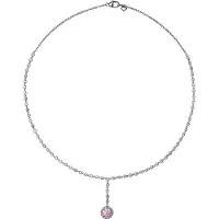 Diamonfire Zilveren Collier met Hanger Diamonfire Roze steen 43 cm 803.0359.43