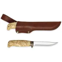 Marttiini Lynx 134 134012, Polished X46Cr13, Bronze Guard, Curly Birch outdoormes