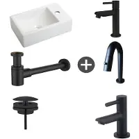 Plieger Fonteinpack houston rechts mat wit keramiek 37x23 cm mat zwart