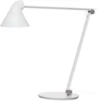 Louis Poulsen LED-bureaulamp NJP, dimbaar, wit / opaal, Woon-/ Eetkamer, Aluminium, Design, LED bureaulamp