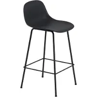 Muuto Fiber Tube Barkruk Met Rugleuning 65 Cm Zwart / Antraciet - Barkrukken Gerecycled Plastic Black - FICOBTUN01011