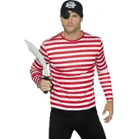 Smiffys Shirt streep rood wit (rood wit, S)