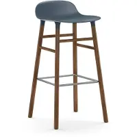 Normann Copenhagen Form Chair barkruk walnoothouten poten blauw