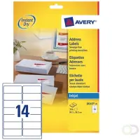 Avery Verzendetiketten voor inkjet J8163-25 Permanent klevend A4 Wit 99,1 x 38,1 mm 25 Vellen à 14 Etiketten