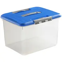 Keter Optima Opbergbox - 30 liter - Kunststof - Transparant / Blauw