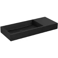 Clou Mini Wash Me fontein zonder kraangat en plug rechts mat zwart keramiek B45xH6xD19cm