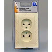 Berker S1 stopcontact dubbel, volle afdekplaat, inbouw CREME