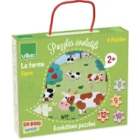 Vilac boerderij puzzel set - educatief speelgoed met 4 puzzels.