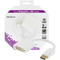 Deltaco DP-DVI17-K - DisplayPort naar DVI-I Single Link-adapter, 10,8 Gb/s - wit