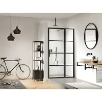 Sealskin Soho 2-delige deur rechter versie 120x210cm zwart-helder glas