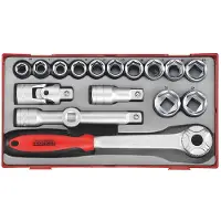 Teng Tools TT12186 18-delige Doppenset 6-kant in tray - 1/2"