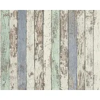 AS-Creation Vliesbehang 95914-1 Best of Wood'n Stone 2 houtoptiek blauw/groen