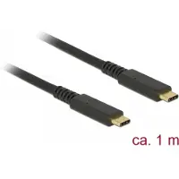 DeLOCK Premium USB-C naar USB-C coaxiale kabel met E-Marker chip - USB3.2 (tot 10 Gbit/s) - PD tot 20V/3A - video tot 8K 30Hz / zwart - 1 meter