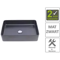 Boss & Wessing Bws waskom mono opzet model rechthoek 50x35x14.5 cm mat zwart