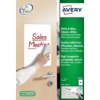 Avery whiteboardfolie formaat A4 wit pak van 4 stuks