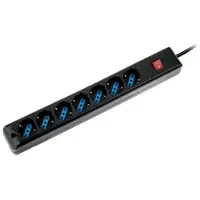 Atlantis Land P011-SL3007-B, 7 stopcontacten, 16A, 2500W, zwart, 1,5 meter