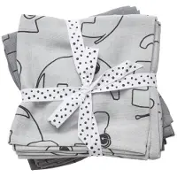 Done by Deer Wikkeldoek - 120x120 cm - 2-pack - Contour Grey - - OneSize - Wikkeldoeken