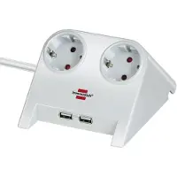 Brennenstuhl Desktop-Power USB-charger 2 USB-laadaansluiting 2100mA 2-voudig wit gepolijst 1,8m H05VV-F 3G1,5 - 1153520222