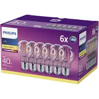 Philips Ledfilamentlamp Peertje - D6cm - Warm Wit - E27 - 4w - 6 Stuks