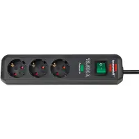 Brennenstuhl Eco-Line 13.500A stekkerdoos met overspanningsbeveiliging 3-voudig antraciet 1,5m H05VV-F 3G1,5