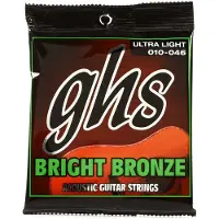 GHS Strings BB10U Bright Bronze, 80/20 Koper-Zink, Akoestische Gitaar Snaren, Ultra Licht (.010-.046)