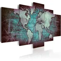 Karo-art Karo-artSchilderij - Saffieren Map - Wereldkaart