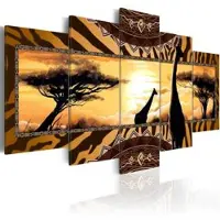 Karo-art Canvas Schilderij Afrika, geel/bruin, 5 delen, 2 maten