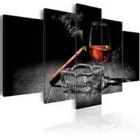 Karo-art Schilderij - Nachtelijke Entertainment: Whiskey en Sigaar