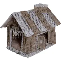 Happy-House Rieten Villa - Hondenbank - 42x62x59 cm Naturel One Size