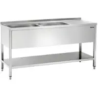 Bartscher Spoeltafel 700, 2 spoelbakken Rechts, 160(B)x70(D)x85(H)cm