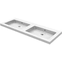 Wiesbaden Kera dubbele meubelwastafel 120x46cm zonder kraangaten keramiek wit