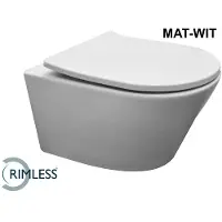 Wiesbaden Vesta wandcloset rimless met Shade slim toiletzitting softclose en quick release mat wit