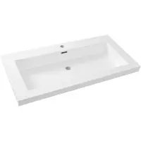 Wiesbaden Cubic kunstmarmer wastafel 1 kraangat 100x46cm wit