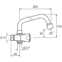 Venlo Nimbus II Messing Eco douchekraan zonder kopp. 3/8 inch met bovenuitloop Chroom
