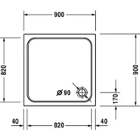 Duravit D-Code douchebak 90x90 wit Vierk. afvoer doorsn. 9