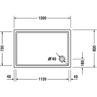 Duravit Starck Slimline douchebak 120 x 80 x 2 cm. antislip Wit