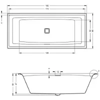 Riho Still Square Ligbad met LED hoofdsteun Rechts 180x80 cm Wit