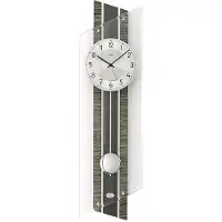 AMS 5300Q wandklok met slinger gefacetteerd en alu-antraciet ingelegd