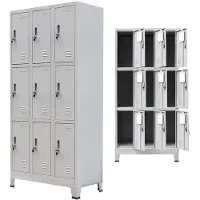 vidaXL Lockerkast met 9 vakken 90x45x180 cm staal grijs