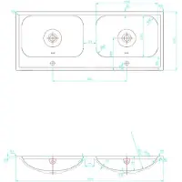 Best design Bora dubbele wastafel en twee kraangaten polybeton wit