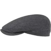 Stetson Belfast Silk Zijde Flat Cap By Stetson grijs-zwart | Maat: 58 cm