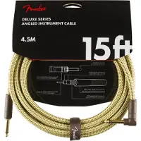 Fender Deluxe 15ft Straight/Angle Instrument Cable Tweed