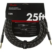 Fender Deluxe 25ft Straight Instrument Cable Black Tweed