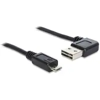 DeLOCK Micro USB naar Easy-USB-A haaks (links/rechts) kabel - USB2.0 - tot 2A / zwart - 2 meter
