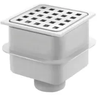 Van den berg ABS vloerput met rvs rooster 10x10 o-uitlaat 50mm