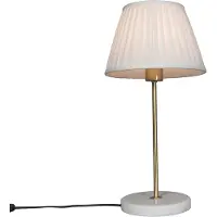 QAZQA Retro tafellamp messing met Plisse kap crème 25 cm - Kaso