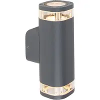 QAZQA Moderne buitenwandlamp vierkant 2-lichts donker grijs - Fox